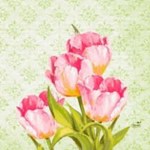 Duni Classic Servetten 40x40cm 4-lgs 1/4-vouw Love Tulips Pak 50 stuks - Op is op