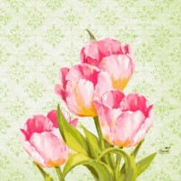 Duni Classic Servetten 40x40cm 4-lgs 1/4-vouw Love Tulips Pak 50 stuks - Op is op