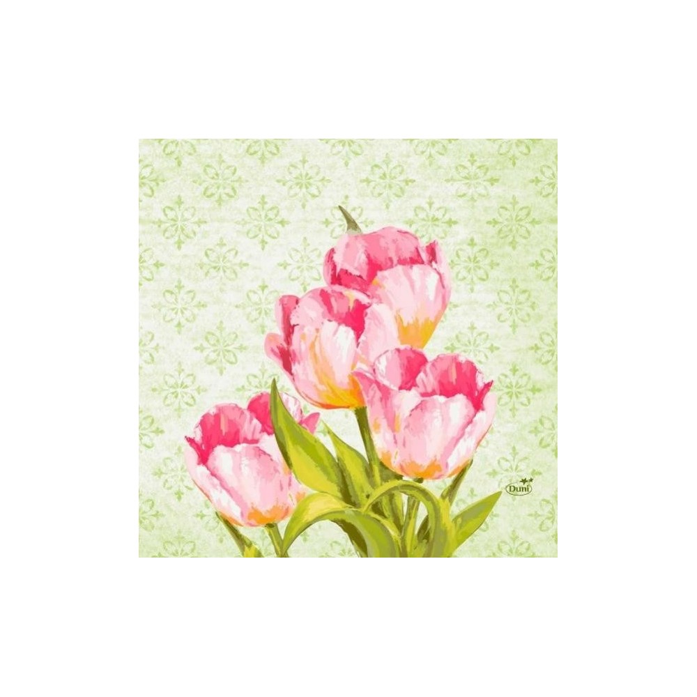 Duni Classic Servetten 40x40cm 4-lgs 1/4-vouw Love Tulips Pak 50 stuks - Op is op