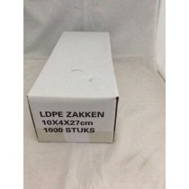 Zijvouwzakje 10/4x27cm Transparant LDPE Doos 1000 stuks