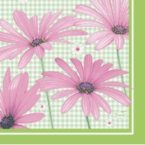 Duni Celstof Servetten 33x33cm 3-lgs 1/4-vouw Pink Flower Pak 250 stuks - Op is op