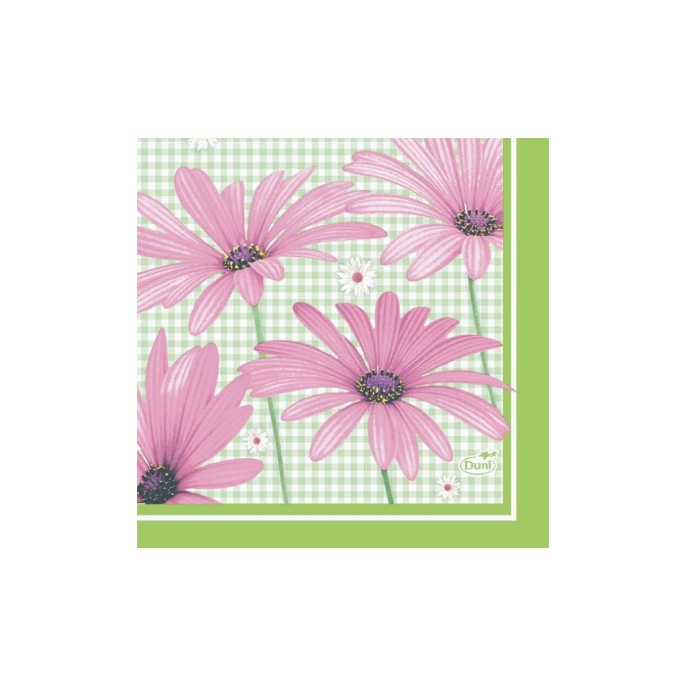 Duni Celstof Servetten 33x33cm 3-lgs 1/4-vouw Pink Flower Pak 250 stuks - Op is op