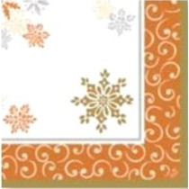 Duni Classic Servetten 40x40cm 4-lgs 1/4-vouw Christmas Charm Champagne Pak 50 stuks - Op is op