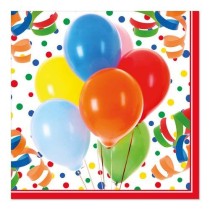 Celstof Servetten 33x33cm 3-lgs 1/4-vouw Lucky Balloons Pak 100 stuks - Op is op