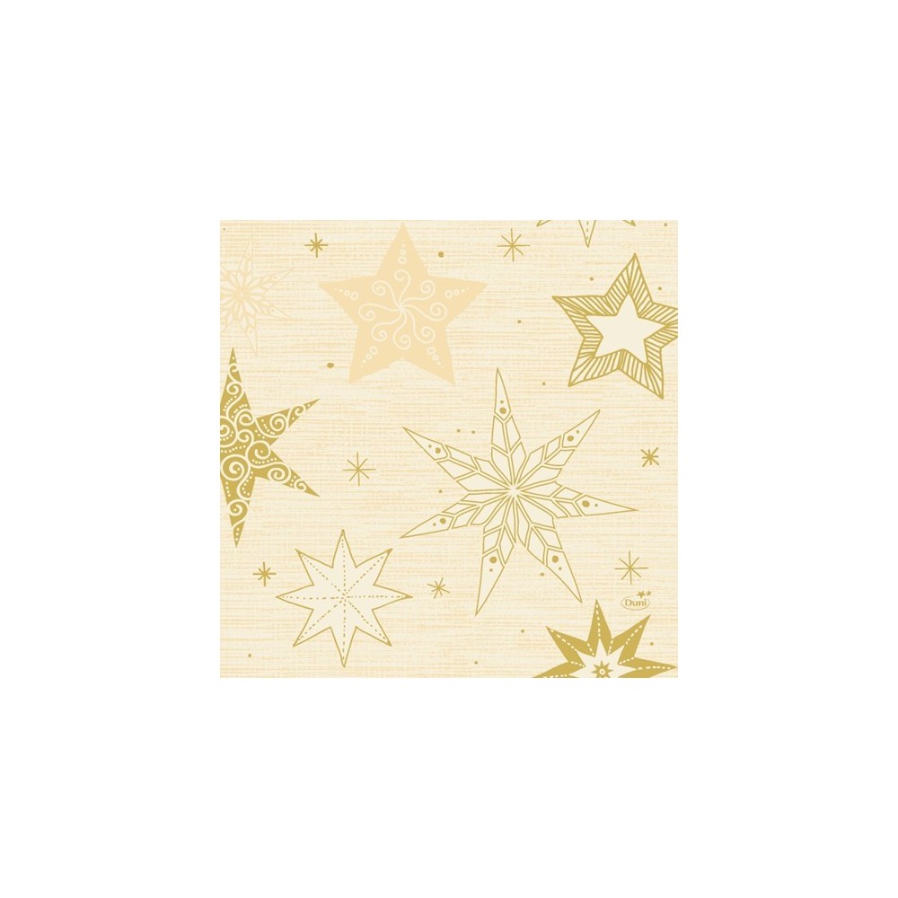 Duni Celstof Servetten 33x33cm 3-lgs 1/4-vouw Star Stories Cream Pak 250 stuks - Op is op