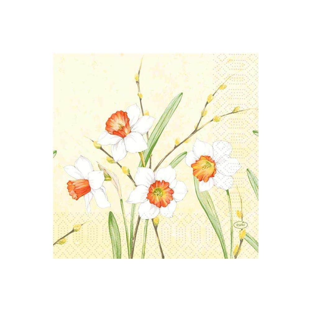 Duni Celstof Servetten 33x33cm 3-lgs 1/4-vouw Daffodil Joy Pak 250 stuks