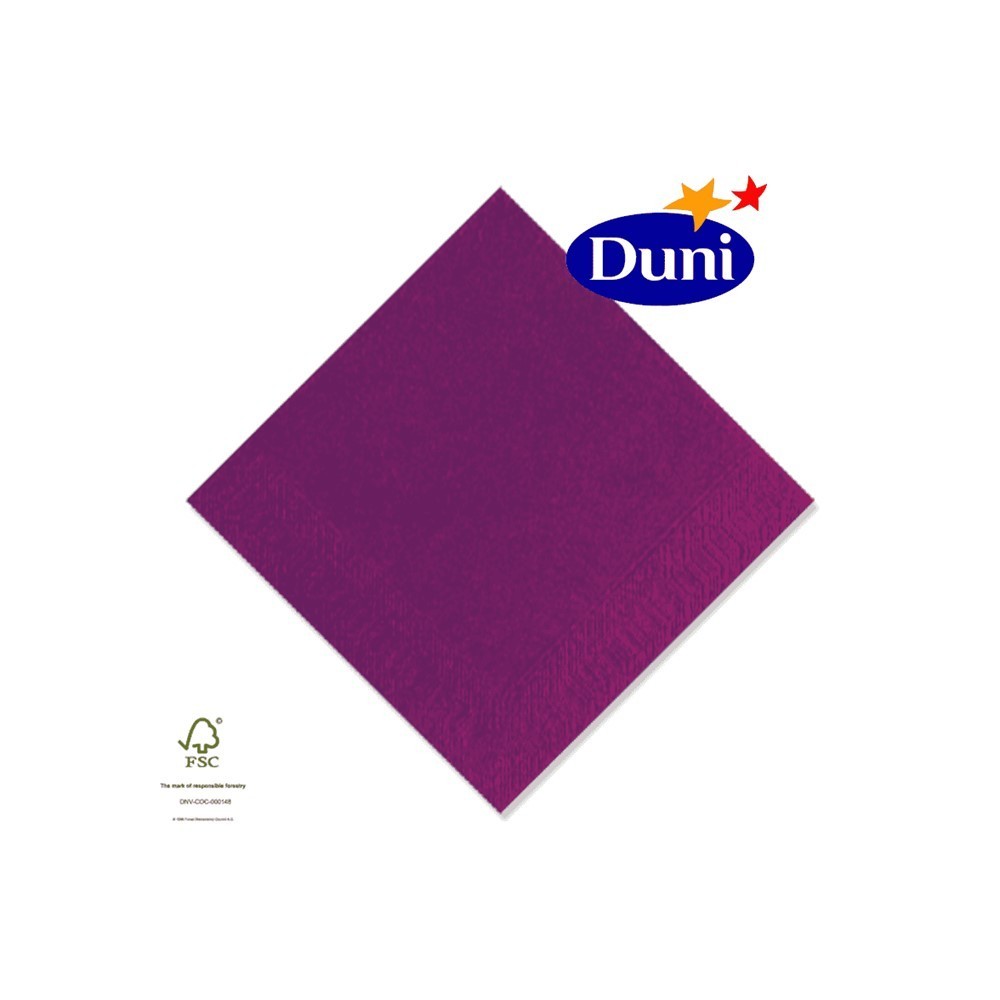 Duni Celstof Servetten 33x33cm 3-lgs 1/4-vouw Uni Aubergine Pak 250 stuks - Op is op