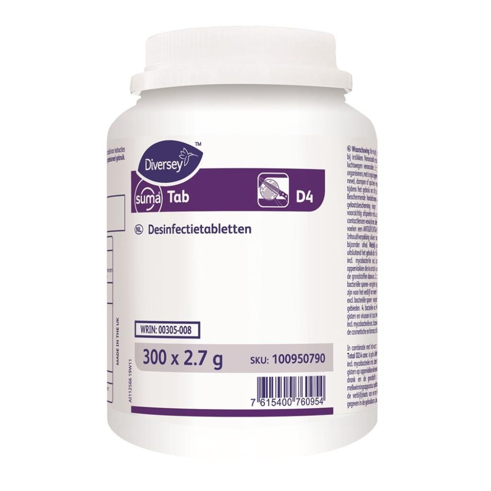 Suma Tab D4 Chloortabletten voor Desinfectie Pot 300 stuks